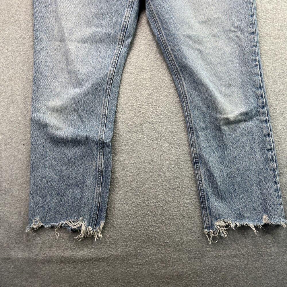 AGolde Riley High Rise Straight Crop Jeans 31 Button Fly Raw Hem Light Wash - Picture 2 of 14